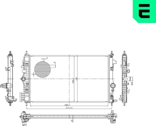 ERA 673296 Radiator motorkjøling ERA 673296 Radiator motorkjøling