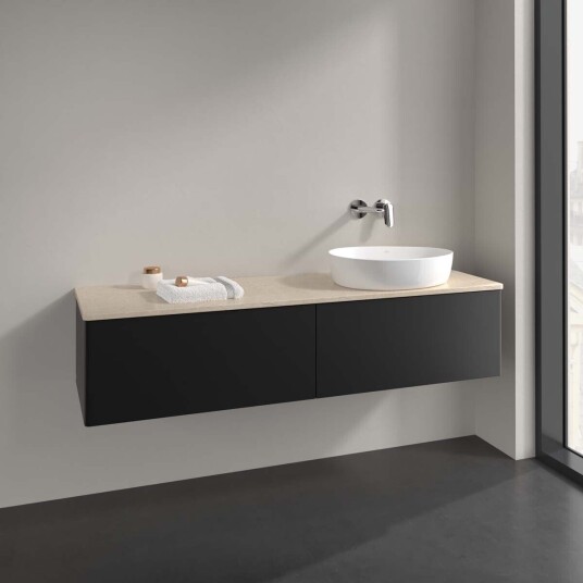 Villeroy & Boch Antao Servantskap med 2 skuffer 160x50x36 cm u/lys Sort Matt/Crème