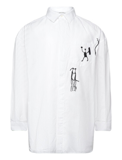 WOOD WOOD Wwrofus Oversized Print Shirt - White - M