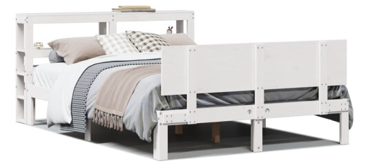 Sengeramme med hodegavl hvit 160x200 cm heltre furu 3306091