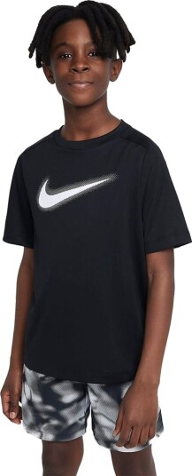 Nike Dri Fit Multi+ SS Top HBR Padel og tennis T shirt fyr Svart/Vit M