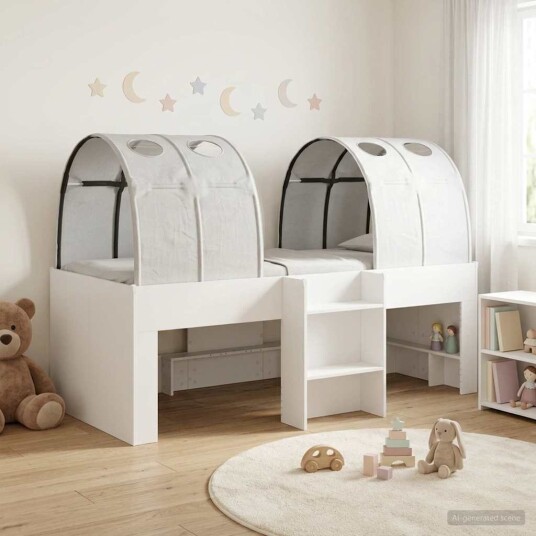  Seng med tunnel 4 pcs Hvit Konstruert tre
