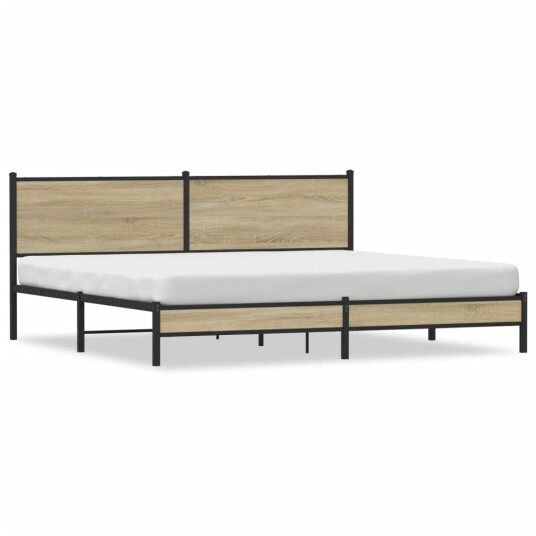 Sengeramme i metall uten madrass sonoma eik 200x200 cm 3301394 Sengeramme i metall uten madrass sonoma eik 200x200 cm 3301394