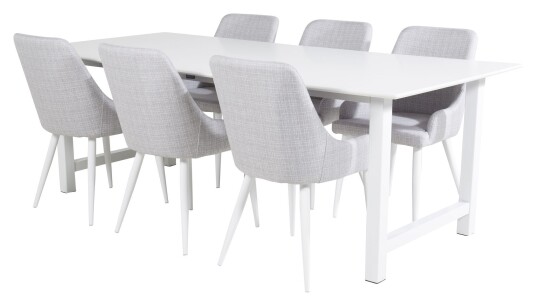 Venture Design Count Spisebord med 6 Plaza Stoler, Grå Unoliving