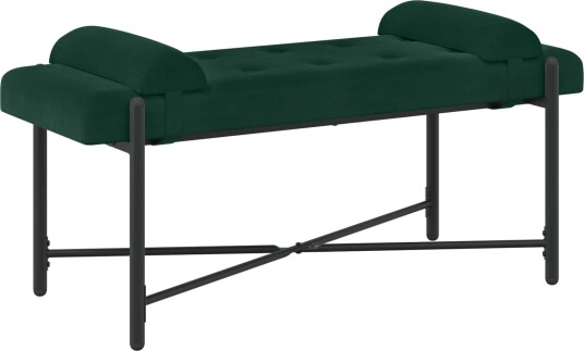 vidaXL Knappet tuftet benk med puter Mørkegrønn 110 x 40 x 46 cm