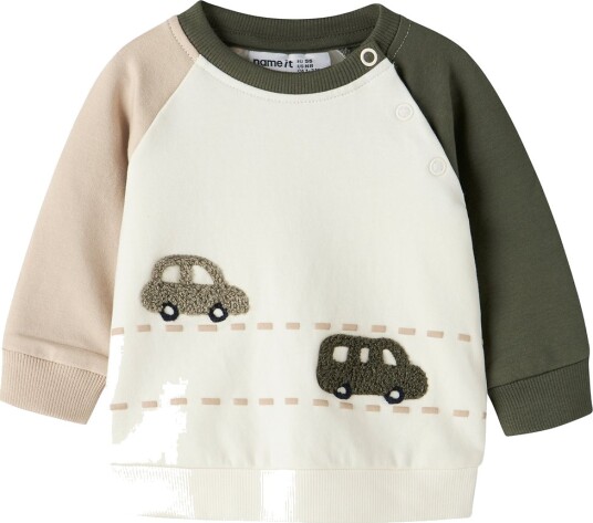Name It Collegegenser NbmOmand Antique White Name It 1½ år (86) Collegegenser Armygrønn Beige Hvit