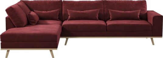 Copenhagen 4 seters Venstrevendt L formet Sjeselongsofa i Fløyel Lilla