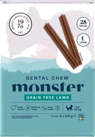 Monster Dog Dental Chew Lammebit 28 stk Large - Tannpleie for hunder Monster Dog Dental Chew Lammebit 28 stk Large - Tannpleie for hunder
