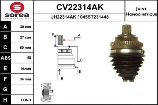 Drivledd EAI CV22314AK Drivledd EAI CV22314AK