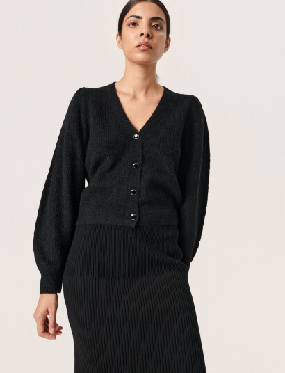 Soaked in Luxury Sltuesday Puf Cardigan Ls   Black   XXL