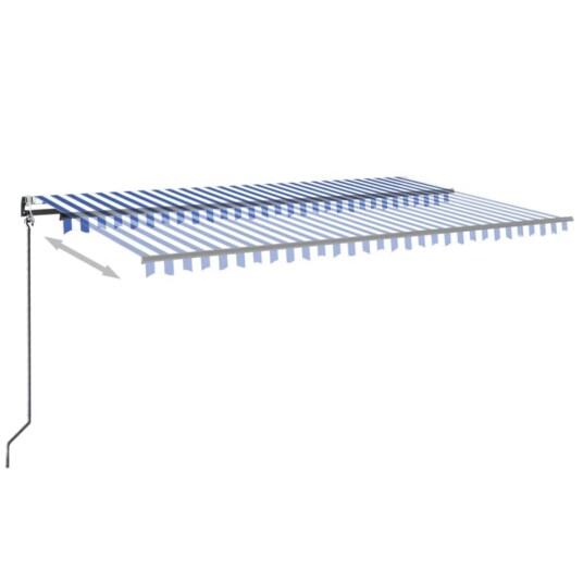 vidaXL Automatisk markise med vindsensor og LED 500x350 cm blå og hvit