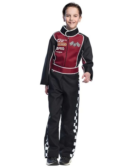 Svart Racing Driver Kostyme til Barn 10 12 ÅR