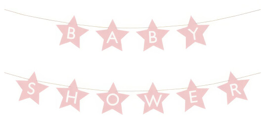 PartyDeco Girlander Babyshower Stjerner Rosa