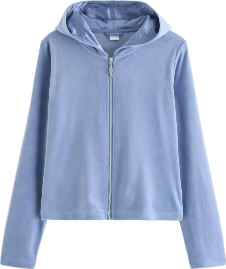 Lindex Hoodie In Velour Blue 134/140