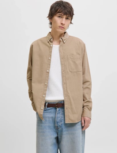 Jack & Jones Jjeclassic Cord Shirt L/S Sn - Beige - M Jack & Jones Jjeclassic Cord Shirt L/S Sn - Beige - M