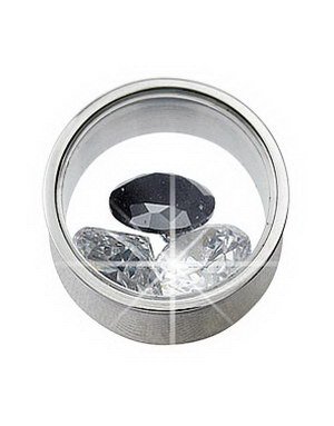 Utgått Stilig Piercing Plugg med tre Stener Inni Strl 16 mm