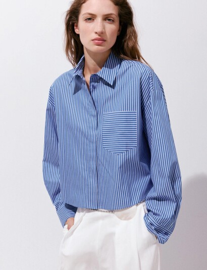 Mango Pocket Striped Shirt Blue XL