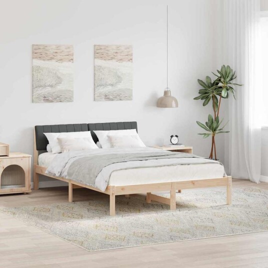 Sengestamme brun og mørkegrå 135 x 190 cm Heltre furu