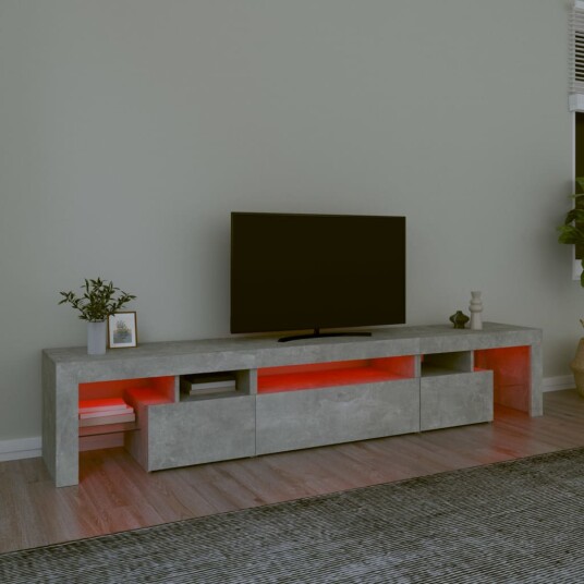 TV-benk med LED-lys betonggrå 215x36,5x40 cm 8720845649456 TV-benk med LED-lys betonggrå 215x36,5x40 cm 8720845649456
