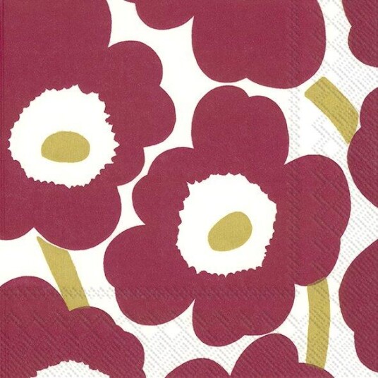 Marimekko servietter kaffe Unikko dark red gold