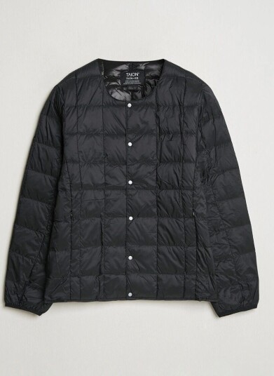TAION Crew Neck Button Down Jacket Black TAION Crew Neck Button Down Jacket Black