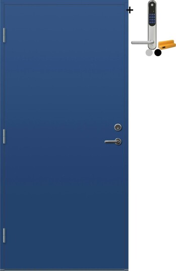 Ytterdør Bygg1 Moss med Yale Entrus BxH: 80x190 cm, Venstre, NCS S-5030-R80B, Blå, Yale Sølv