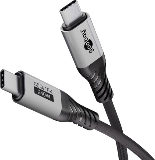 Goobay 74776 1,5 M Usb C Usb C Usb4 Gen 4X2 80 Gbit/S Svart Sølv