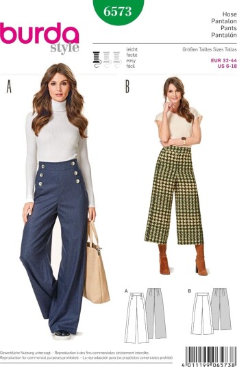 Burda 6573 - Bukse EUR: 32-44, US: 6-18 Burda 6573 - Bukse EUR: 32-44, US: 6-18