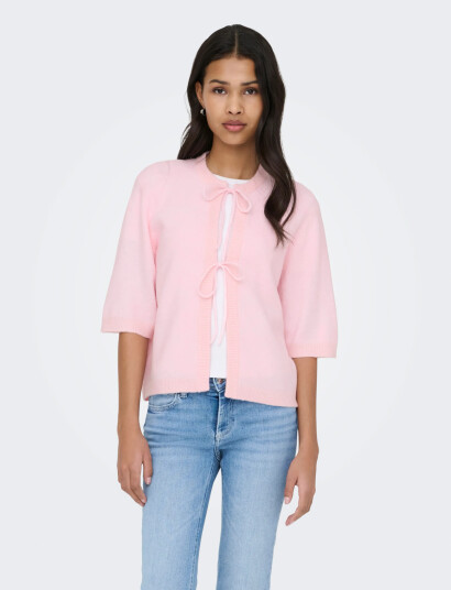 ONLY Onlsimoni 2/4 Bow Cardigan Knt Noos Pink S ONLY Onlsimoni 2/4 Bow Cardigan Knt Noos Pink S