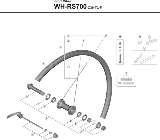 Shimano eiker 280.5mm lang til forhjul modell WH-RS700-C30-TL-F