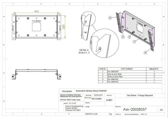 UNICOL PLW1 Xactmount w/tilt,51-70"