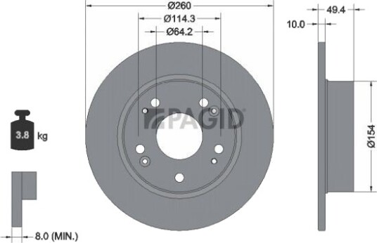 PAGID 54446NC Bremseskive PAGID 54446NC Bremseskive