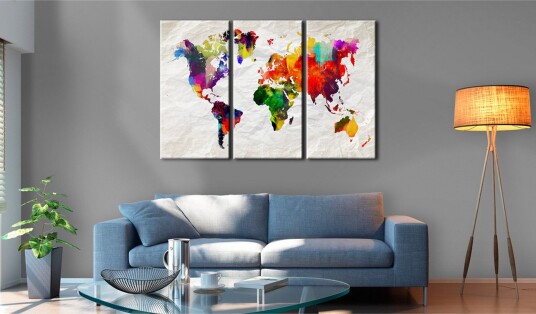 Tavle World Map: Rainbow Madness Ii 120X80 Artgeist sp. z o. o.