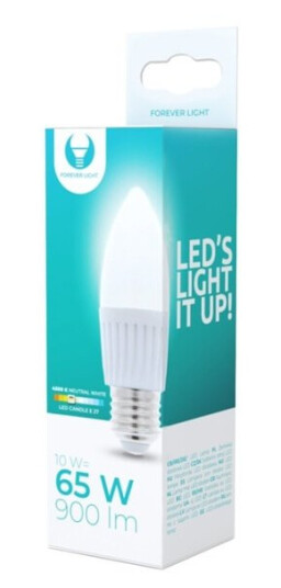 LED-lampe E27, C37, 10W, 230V, 4500K, keramisk, hvit nøytral LED-lampe E27, C37, 10W, 230V, 4500K, keramisk, hvit nøytral