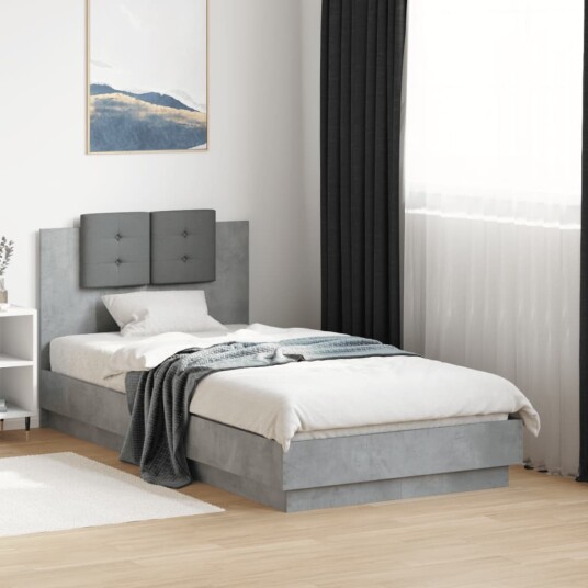  Sengeramme med hodegavl betonggrå 90x190 cm konstruert tre 8721012277069