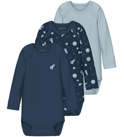 Name It Langermet body 3-pakning mørk denim