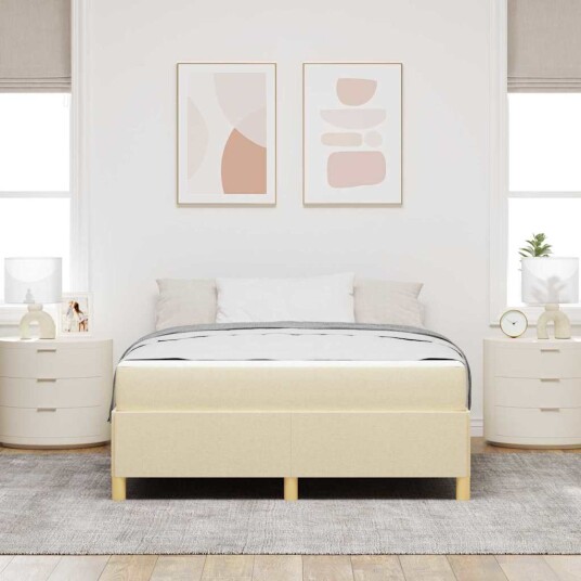 Sengestamme med madrass Krem 140 x 190 cm stoff
