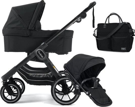 Emmaljunga Komplett Vognpakke NXT90 All Black Bag + Sittedel +. Stelleveske