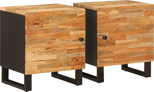 Nattbordskap 2 pcs Brun 40 x 33 x 46 cm Massiv mango tre