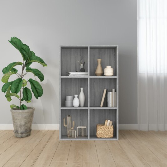 vidaXL Bokhylle/skjenk gr? sonoma 66x30x98 cm konstruert tre