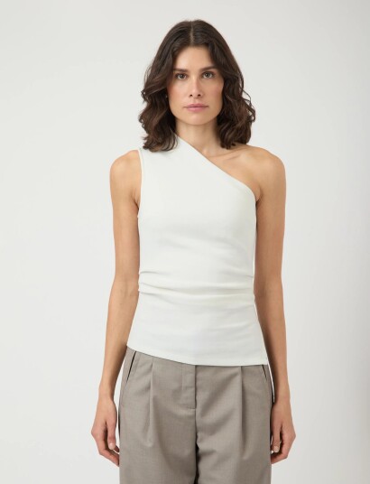 YAS Yasvenice One Shoulder Top   White   XL