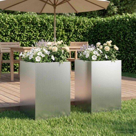 vidaXL Hageblomsterpotte 2 stk. Sølv 50 x 50 x 75 cm Galvanisert stål