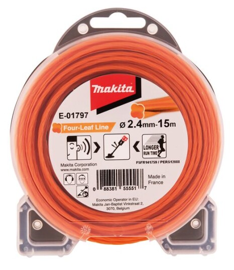 Makita E-01797 Trimmertråd firkløver 2,4 mm x 15 m, Hagemaskiner Makita E-01797 Trimmertråd firkløver 2,4 mm x 15 m, Hagemaskiner
