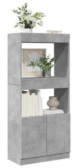 Highboard betonggrå 63x33x140 cm konstruert tre