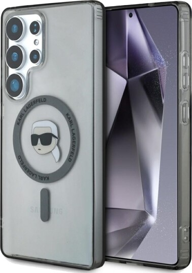 Karl Lagerfeld Button Karl Head Printed Logo MagSafe Samsung Galaxy S25 Ultra black