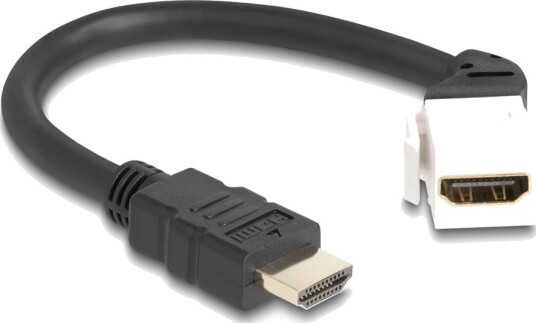 Delock Hdmi Kabel Hdmi Hunn Angled Keystone Til Hdmi Hann 20 Cm Svart/Hvit 8 K 60 Hz 7680 X 4320 Støtte