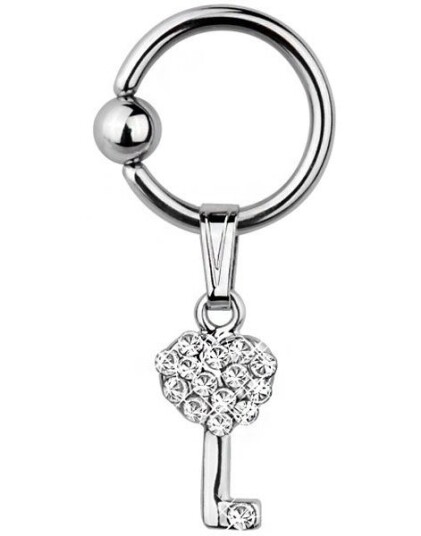 Lovekey With Diamonds 1.6 x 10 mm BCR Piercing
