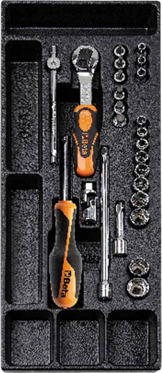 Beta Tools Verktøybrett m/Skralle & hylser T91-25