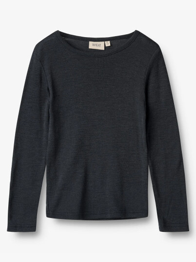 Wheat Wool T-Shirt Long Sleeve Alfie Blå 110