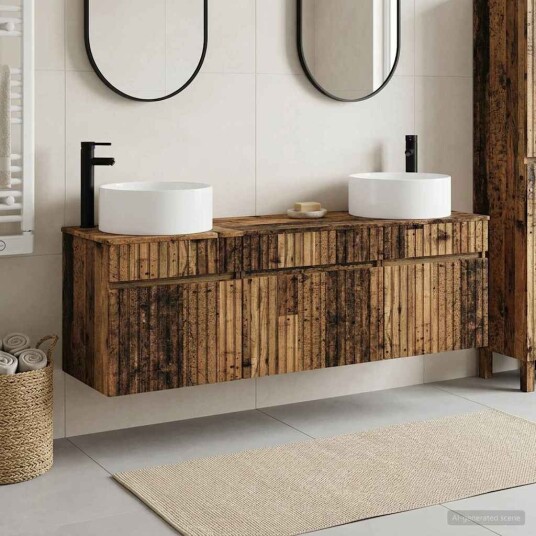 vidaXL Baderomsskapsett 3 stk. Gammelt tre 49 x 44,5 x 65,5 cm